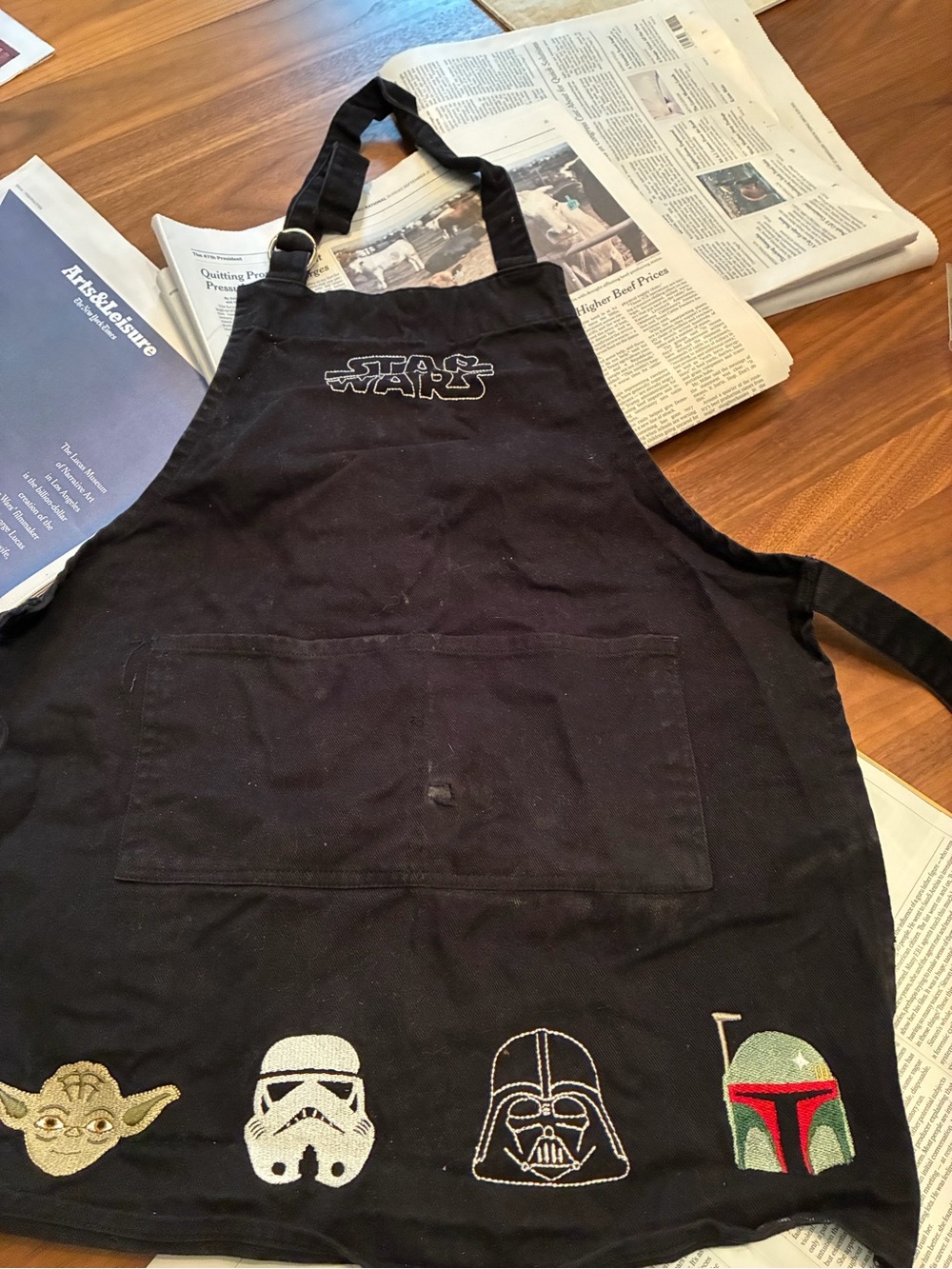 Black Star Wars Embroidered Apron with Characters